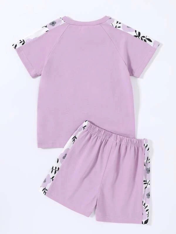 Shein tee & shorts Toddler Girls Slogan Graphic K6C - PINK SHOP EG