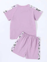 Shein tee & shorts Toddler Girls Slogan Graphic K6C - PINK SHOP EG