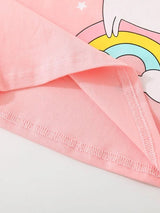 Shein tee & shortsToddler Girls Unicorn And Slogan Graphic K5A - PINK SHOP EG