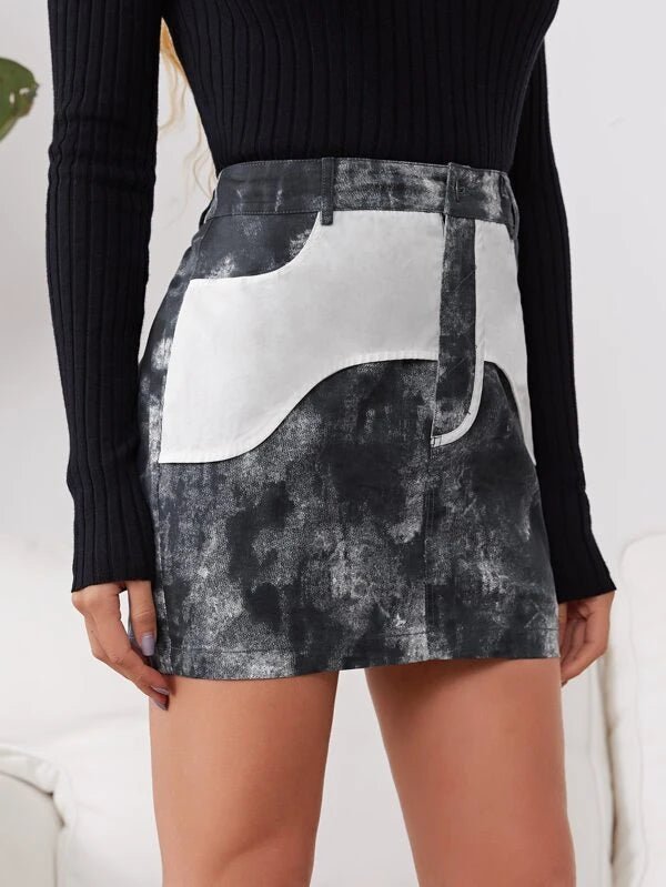 SHEIN Tie Dye Colorblock Mini Skirt D2B - PINK SHOP EG