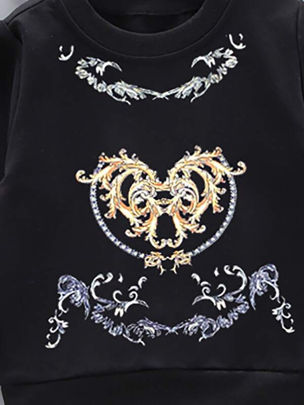 SHEIN Toddler Boys Baroque Print Pullover K1A - PINK SHOP EG