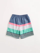 SHEIN Toddler Boys Slant Pocket Colorblock Striped Shorts K1A - PINK SHOP EG