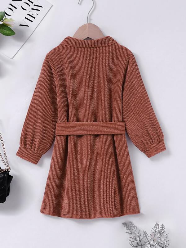 Shein Toddler Girls Belted Button Through Coat K4A - PINK SHOP EG