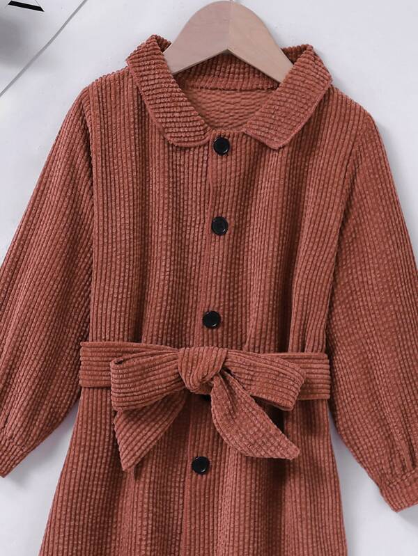 Shein Toddler Girls Belted Button Through Coat K4A - PINK SHOP EG