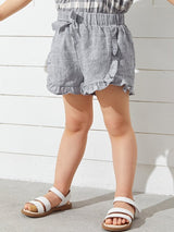 SHEIN Toddler Girls Bow Front Frill Trim Shorts K5B - PINK SHOP EG