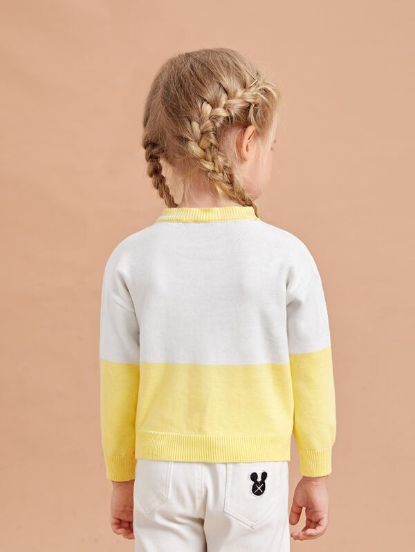 SHEIN Toddler Girls Colorblock Sweater K3C - PINK SHOP EG