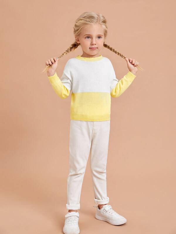 SHEIN Toddler Girls Colorblock Sweater K3C - PINK SHOP EG
