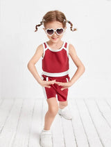 SHEIN Toddler Girls Colorblock Tank Top With Track Shorts K2B - PINK SHOP EG
