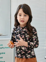 SHEIN Toddler Girls Floral Print Mock Neck Tee K5A - PINK SHOP EG