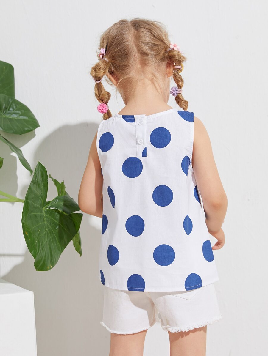 SHEIN Toddler Girls Fold Pleat Polka Dot Top K6C - PINK SHOP EG