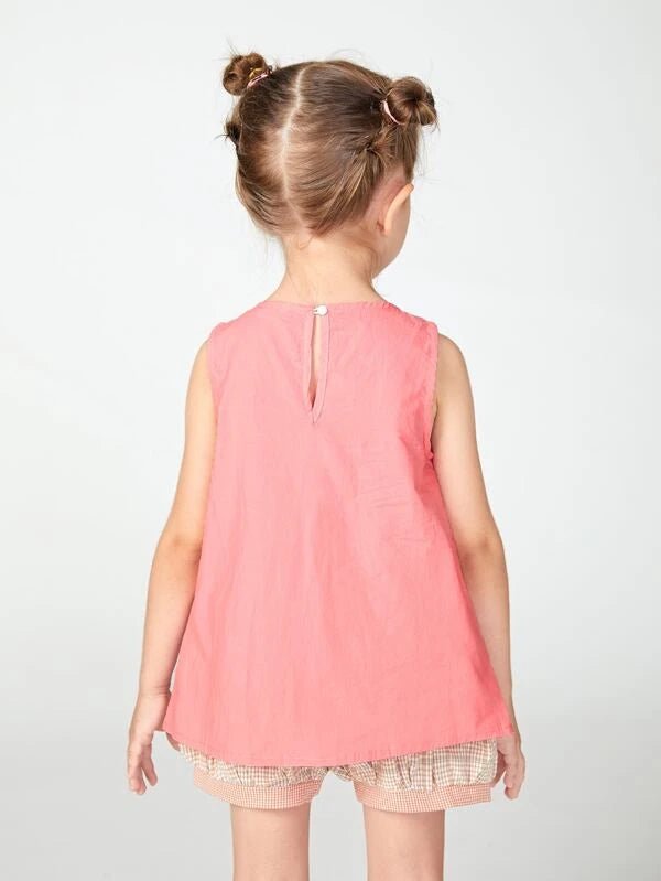 SHEIN Toddler Girls Keyhole Back Scallop Edge Wrap Hem Tank Top K6B - PINK SHOP EG