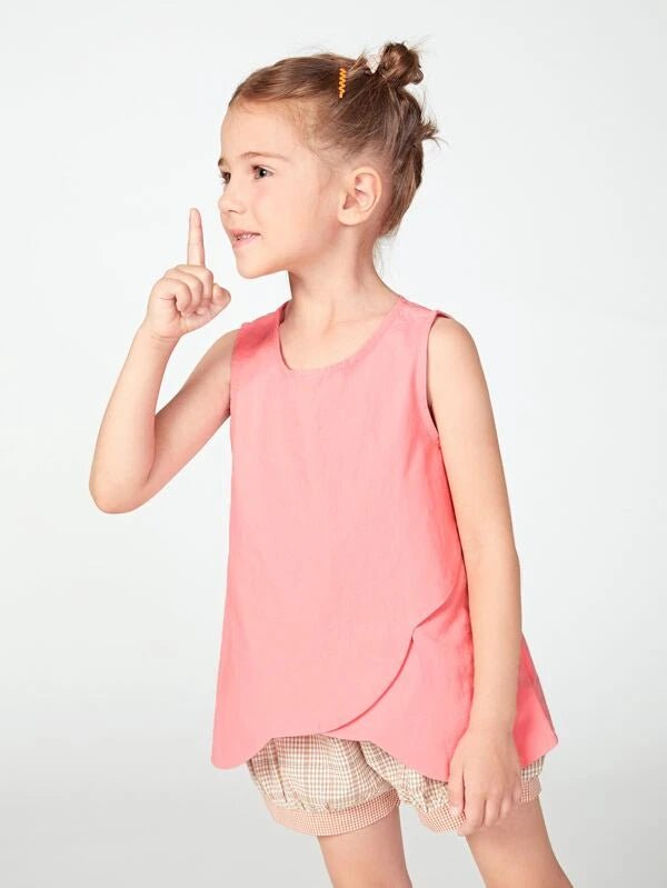 SHEIN Toddler Girls Keyhole Back Scallop Edge Wrap Hem Tank Top K6B - PINK SHOP EG