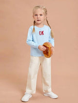 SHEIN Toddler Girls Letter Pattern Sweater K2B - PINK SHOP EG