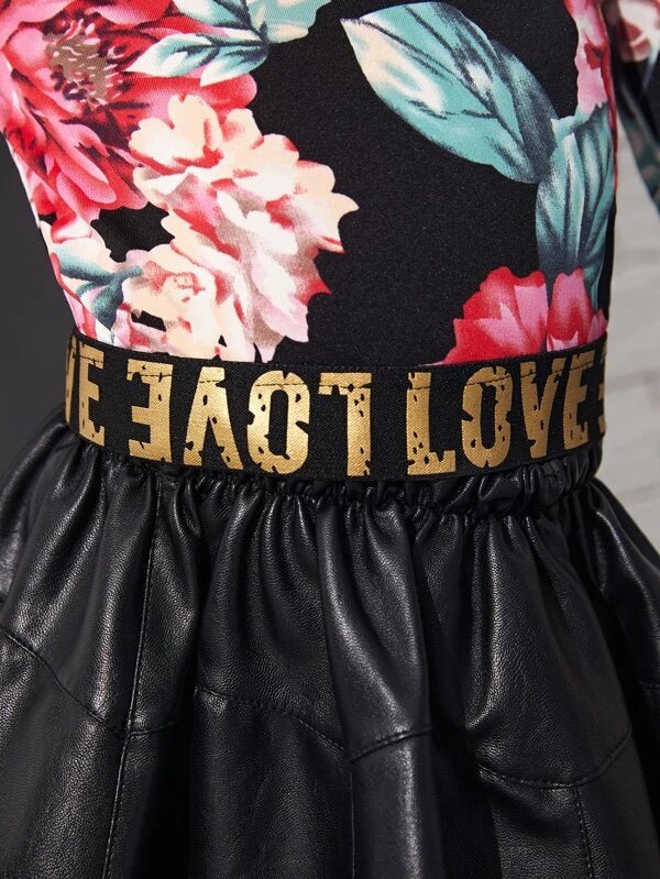 SHEIN Toddler Girls Mock Neck Floral Print Tee K3B - PINK SHOP EG