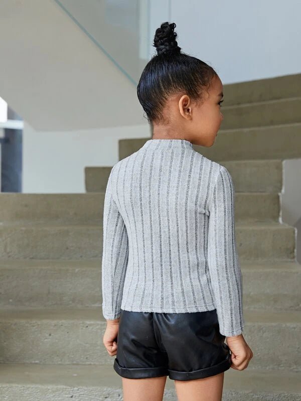 SHEIN Toddler Girls Mock Neck Tee K1A - PINK SHOP EG