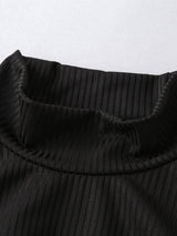 SHEIN Toddler Girls Ribbed Knit Stand Neck Top & Flap Pocket Belted Skirt K4B - PINK SHOP EG