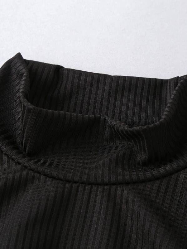 SHEIN Toddler Girls Ribbed Knit Stand Neck Top & Flap Pocket Belted Skirt K4B - PINK SHOP EG