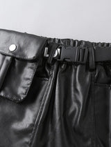 SHEIN Toddler Girls Ribbed Knit Stand Neck Top & Flap Pocket Belted Skirt K4B - PINK SHOP EG