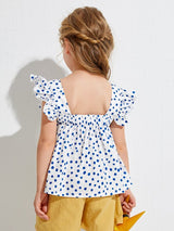 SHEIN Toddler Girls Ruffle Trim Polka Dot Top K3B - PINK SHOP EG