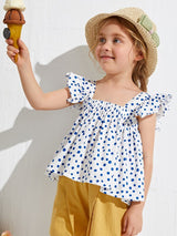SHEIN Toddler Girls Ruffle Trim Polka Dot Top K3B - PINK SHOP EG