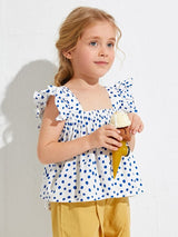 SHEIN Toddler Girls Ruffle Trim Polka Dot Top K3B - PINK SHOP EG
