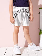 SHEIN Toddler Girls Striped Frill Trim Shorts K2B - PINK SHOP EG