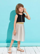 Shein Toddler Girls Zip Detail Tank Top & Mesh Skirt K3A - PINK SHOP EG