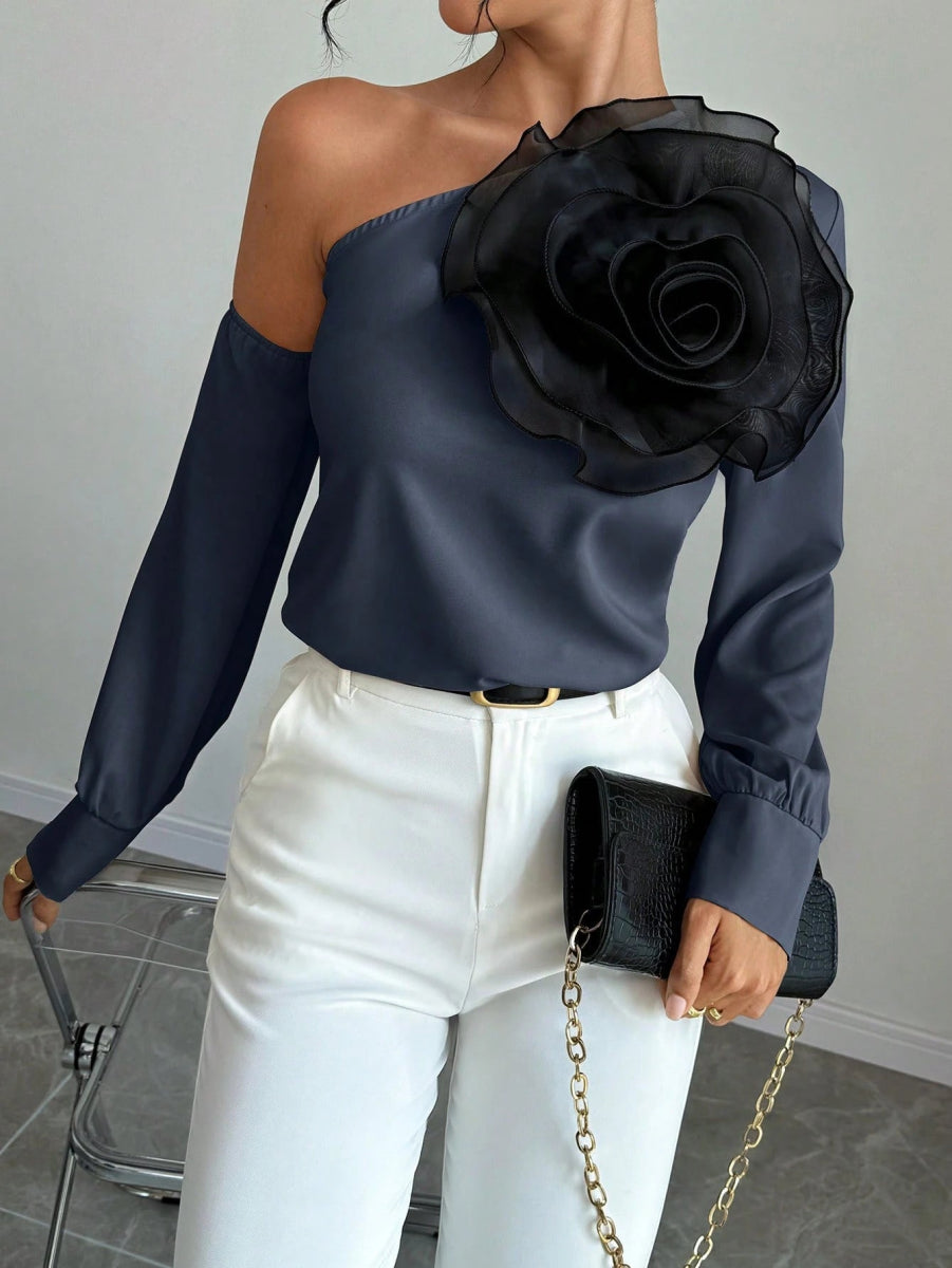 SHEIN TOP Chiquease 1pc Women's Solid Color 3D Floral A1A - PINK SHOP EG