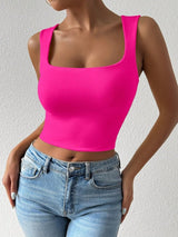 SHEIN TOP Chiquease Women's Plain Color Pink Cropped A4A - PINK SHOP EG