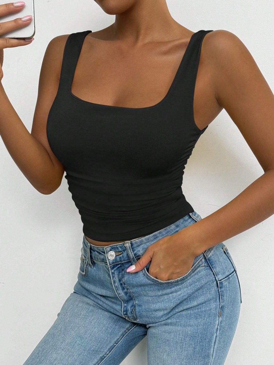 SHEIN TOP Chiquease Women's Solid Color Simple A2B - PINK SHOP EG