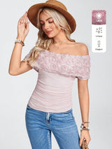 SHEIN TOP LUNE Summer Elegant Vacation Off Shoulder B3A - PINK SHOP EG