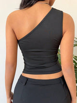 SHEIN TOP Muchica Women's Elegant Color Block One Shoulder A5C - PINK SHOP EG