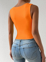 SHEIN TOP PETITE Fluorescent Orange Color Casual Base B2B - PINK SHOP EG