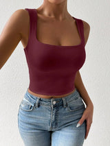 SHEIN TOP PETITE Red Brown Color Casual Base B2C - PINK SHOP EG