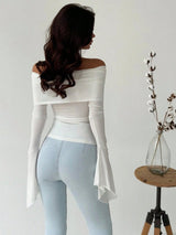 SHEIN TOPS Firerie Women's Black Off Shoulder Asymmetrical - PINK SHOP EG