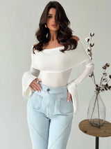 SHEIN TOPS Firerie Women's Black Off Shoulder Asymmetrical - PINK SHOP EG