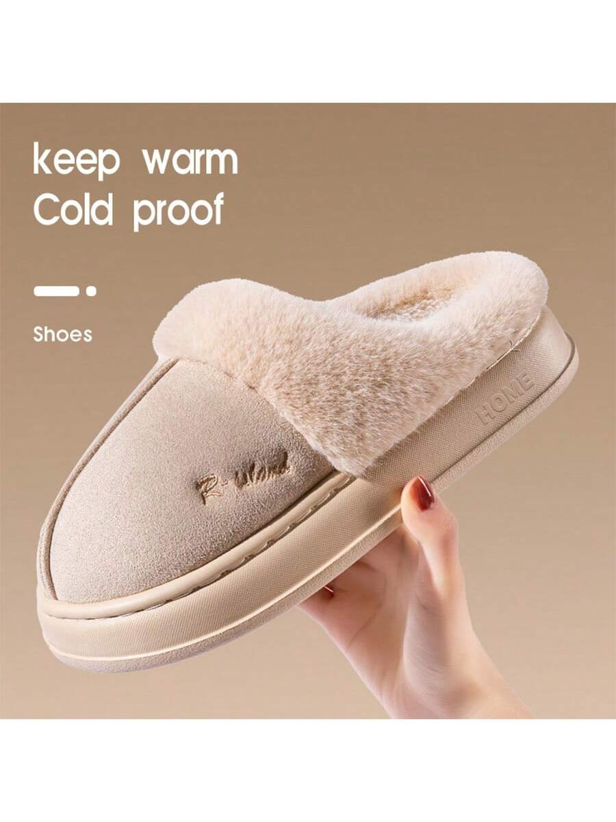 SHEIN Women Furry Cuff Thick Soft Sole Anti - Slip Slippers I7 - PINK SHOP EG