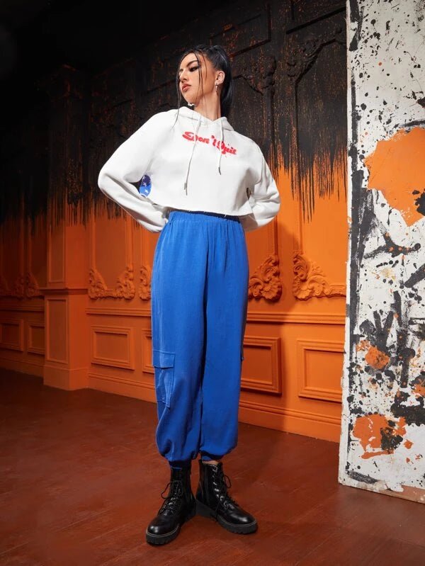 SHEIN X Polly Nelson Slogan & Figure Graphic Hoodie A6C - PINK SHOP EG