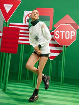 SHEIN X Romina Mesh Insert Letter & Colorblock Graphic A3B - PINK SHOP EG