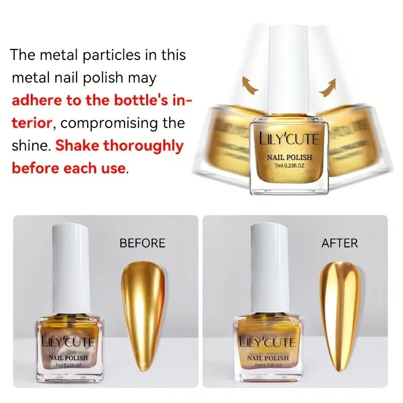 Temu LILYCUTE 7ml Mirror Metallic Nail Polish ممنوع الفتح I3 - PINK SHOP EG