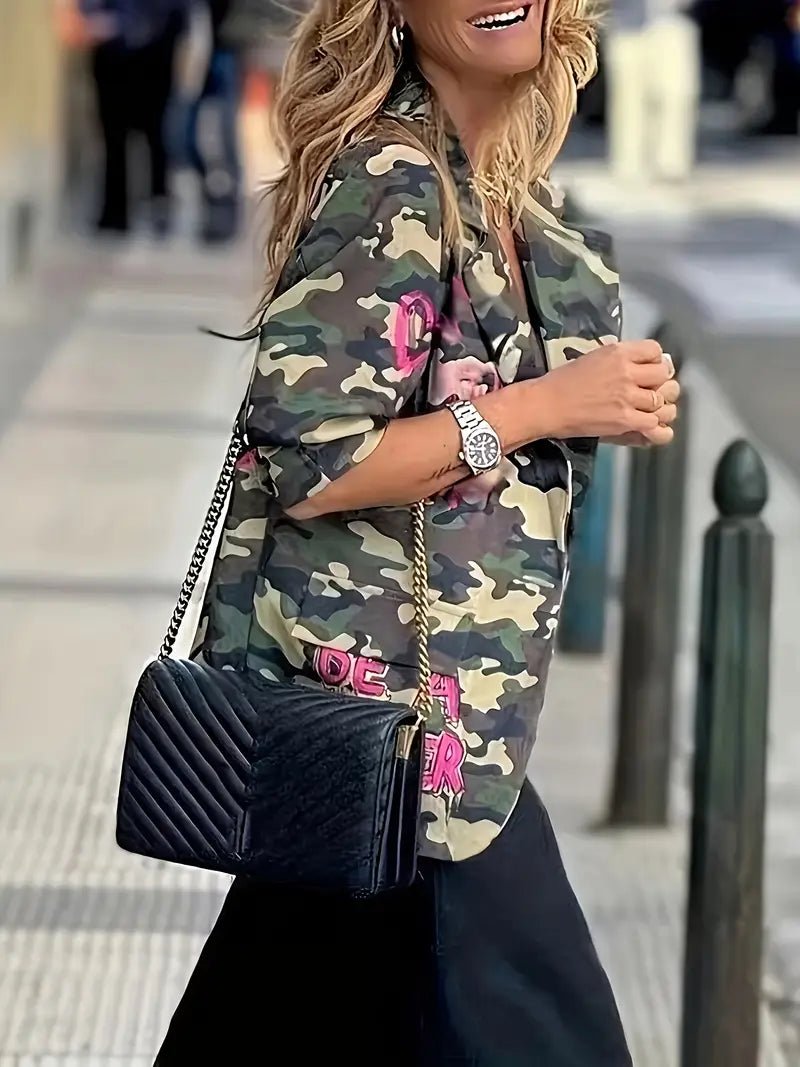 Temu Women's allover Print Blazer Jacket D1A - PINK SHOP EG