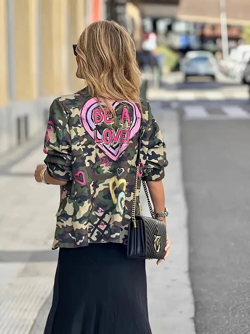 Temu Women's allover Print Blazer Jacket D1A - PINK SHOP EG