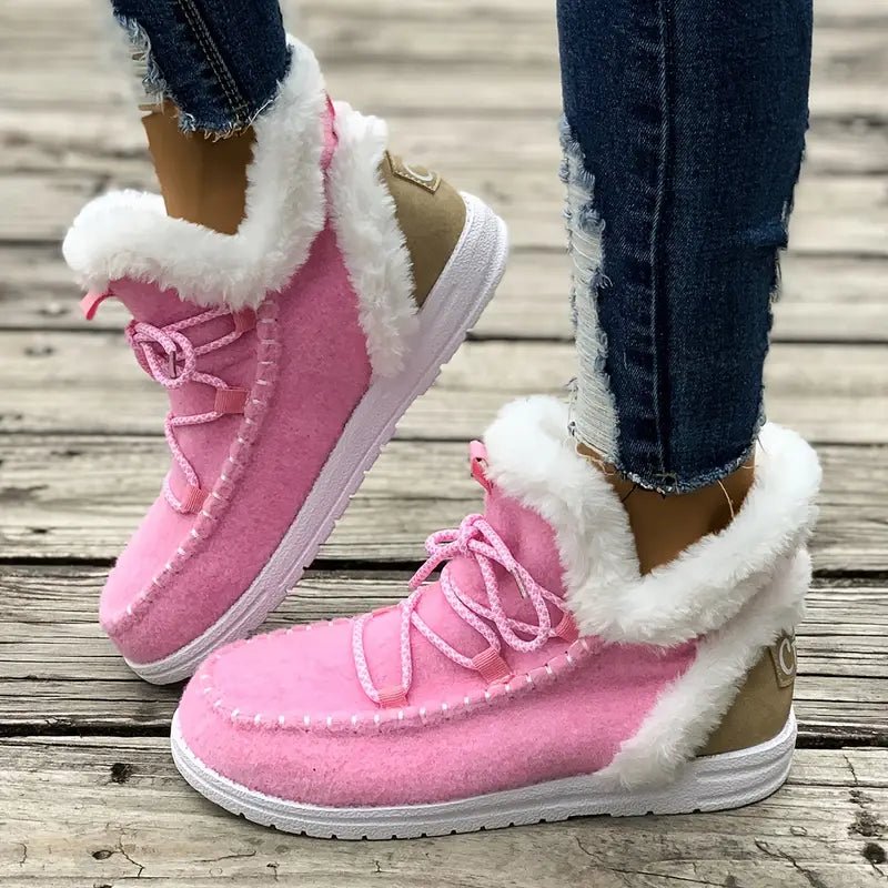 Temu Women'S Casual Flat Ankle Boots with Lace E8 - PINK SHOP EG