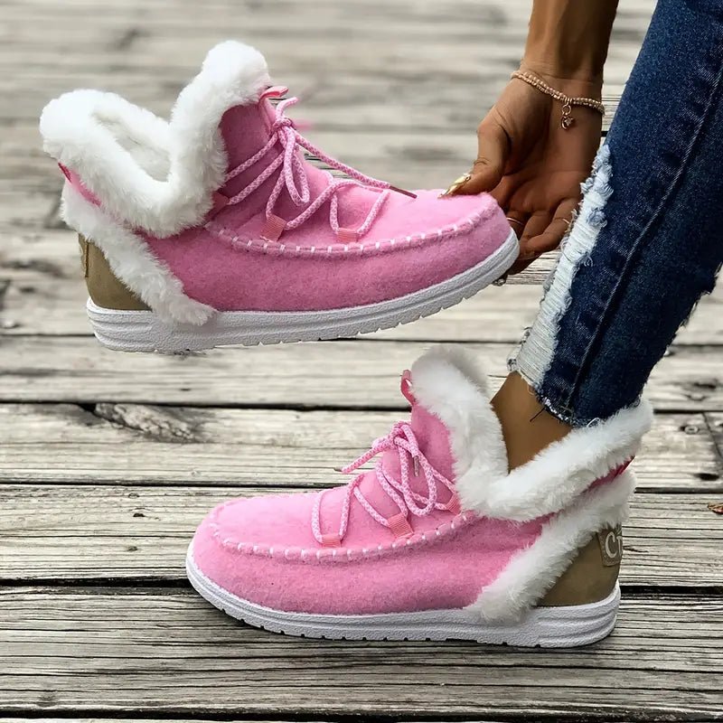 Temu Women'S Casual Flat Ankle Boots with Lace E8 - PINK SHOP EG