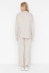 Tendyol Beige Knitwear Top and Bottom Set C3A - PINK SHOP EG