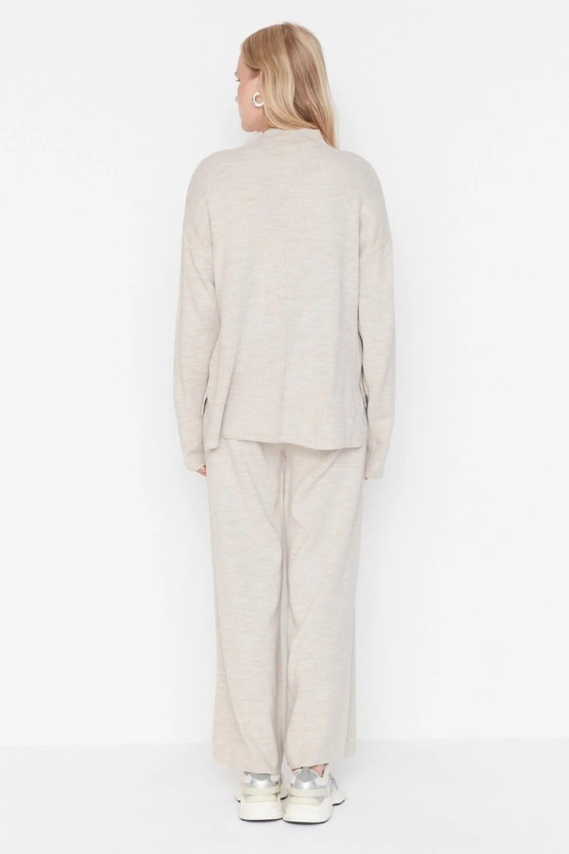 Tendyol Beige Knitwear Top and Bottom Set C3A - PINK SHOP EG