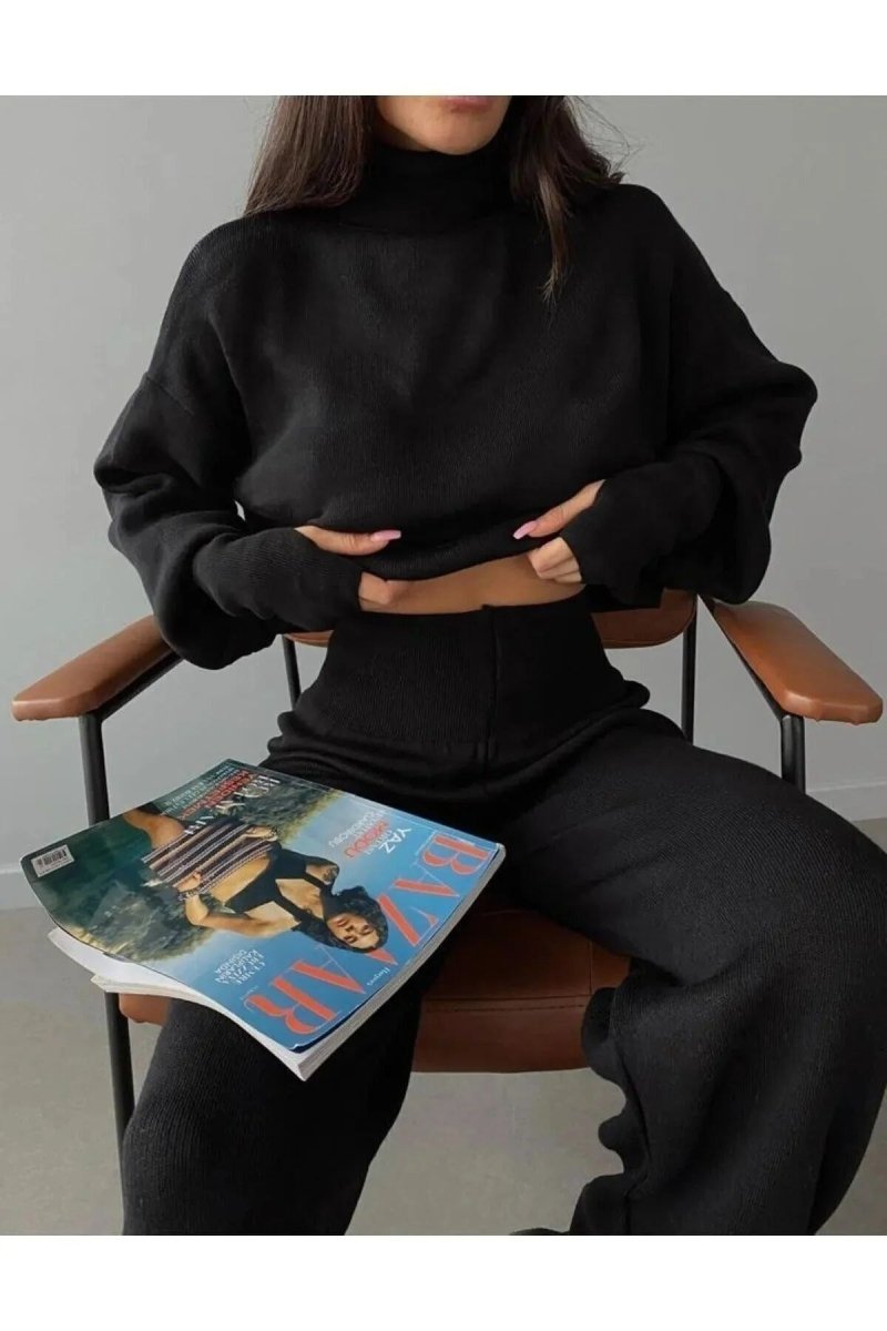 Trendyol High Waist Finger Slip Crop Knitwear Set - PINK SHOP EG