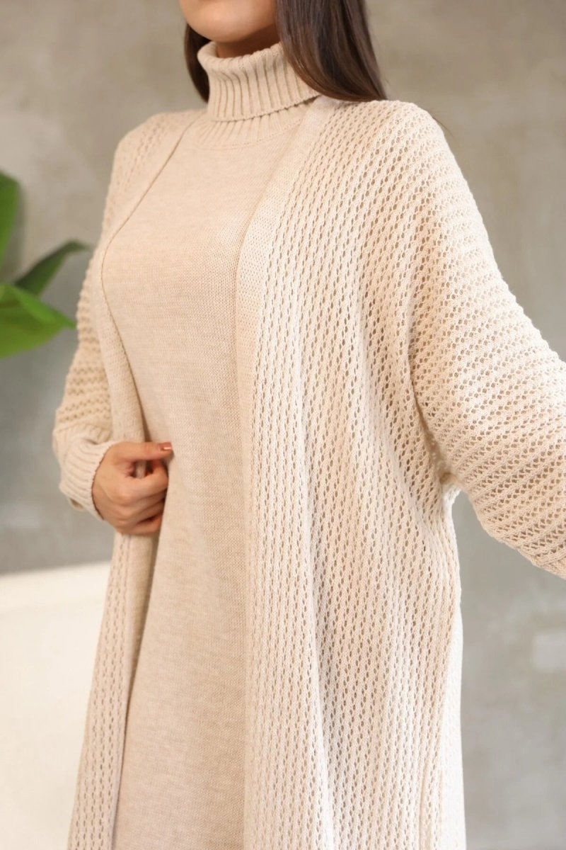 Trendyol Turtleneck Long Sleeve Ankle Length Solid Color B3B - PINK SHOP EG