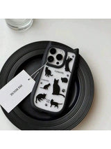 SHEIN Cat Ear Design Acrylic Full Screen Case/2-In-1 Black Cat Phone Case