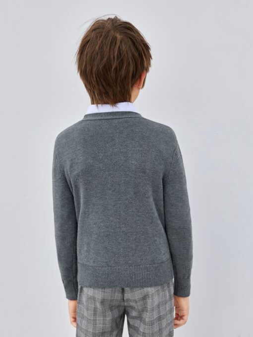 SHEIN Boys Buttoned Front Patched Detail Pocket Front Cardigan - Image 2